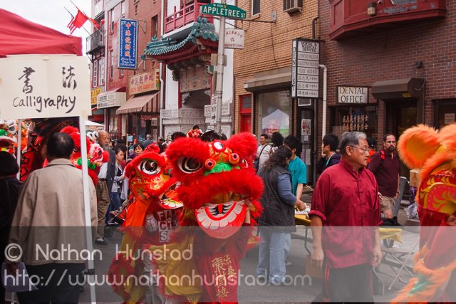 A dragon parade during the Autumn Festival in Chinatown in Phila
